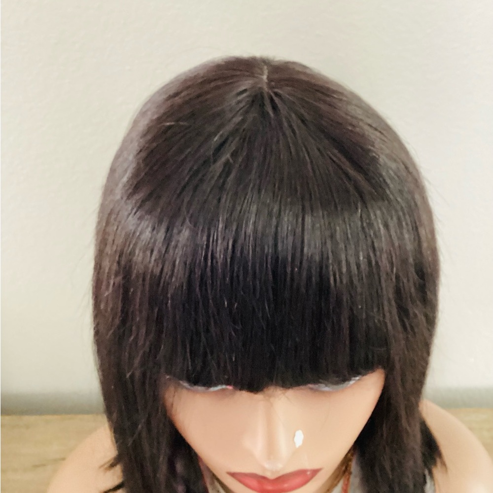 ✨✨lace top Straight Human Wig With Bangs Lace top Machine Made Glueless